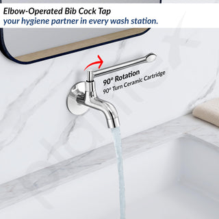 Plantex Lab Bib Cock for Bathroom/Short Body Tap with Wall Flange and Teflone Tap - Pack of 1 (AC04, Chrome)