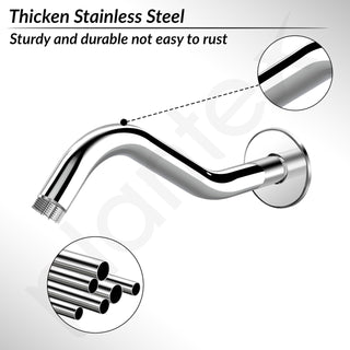 Plantex 11-Inch S-Shaped Shower Arm for Overhead Shower/Stainless Steel Shower Pipe/Wall Mount Bathroom Fitting with ½-Inch Thread - Pack of 1 (Chrome)