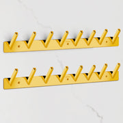 Plantex Wall Hooks for Hanging Cloth/Stainless Steel Towel Hangers/Bathroom Robe Hooks/Door Hangers/Square Wall Hook/Hook Rail for Hanging Keys - 8 Hooks (Pack of 2, PVD Gold)