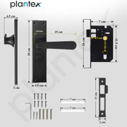 Plantex Stainless Steel Door Lock Ã¢â‚¬â€œ Bathroom Door Lock/Mortise 8inch Keyless Plate Handle Set for Home/Bathroom/Storeroom/Balcony/Office - Pack of 1 (DTM-659, Z-Black)