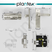 Plantex Heavy Dut Bathroom Door Lock/Mortise 8inch Keyless Plate Handle Set for Home/Bathroom/Store Room/Balcony/Office with Baby Latch (8110, Matt)