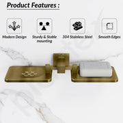 Plantex 304 Grade Stainless Steel Double Soap Holder for Bathroom/Soap Dish/Soap Stand/Bathroom Accessories - Splash (Antique)
