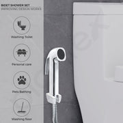 Plantex Jet Spray for Toilet/ABS Health Faucet with 1 Meter Shower Hose Pipe and Wall Hook/Health Faucet Set for Bathroom/Hand Gun for Toilet - (Chrome)