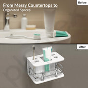 Plantex Acrylic Tooth Brush/Tumbler Holder/Stand for Bathroom Accessories - (White)