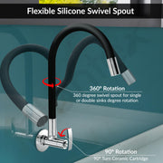 Plantex Pure Brass Kitchen Sink Tap Faucet with Flange and Teflon Tape/360° Swivel Spout for Sink Tap for Kitchen Basin/Flexible Faucet with Water Saving Aerator-7 Year Warranty -(COL-1012 B)