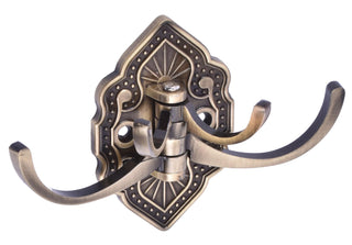 Plantex Antique Robe Hook/Cloth-Towel Hanger/Door Hanger-Hook/Bathroom Accessories - Pack of 2 (Brass, Zinc)