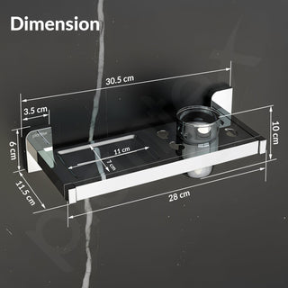 Plantex 2in1 Soap Dish with Tumbler Holder for Bathroom/304 Grade Stainless Steel Toothbrush Holder with Soap Case/Bathroom Accessories - (1914, Chrome)