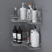 Plantex Stainless Steel Bathroom Corner Shelf/Self Adhesive Bathroom Shelf for Wall/Bathroom Organiser Without Drill - Pack of 2 (Chrome)