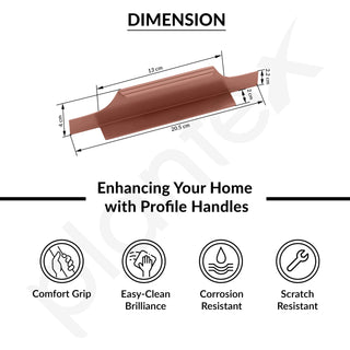 Plantex Profile Handle for Kitchen Cabinet/8 Inch Alluminium Drawer Profile Handle/Wardrobe Pull Handle for Home/Office/Hotel - Pack of 3 (Rose Gold)