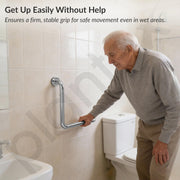 Plantex L-Shape Toilet Support for Elderly People/Wall-Mounted Safety Handle Made of Stainless Steel - Pack of 2 (Chrome)