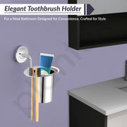 Plantex 304 Grade Stainless Steel Tumbler Holder/Tooth Brush Holder/Bathroom Accessories - Daizy (Chrome)
