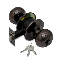 Plantex Stainless Steel Door Lock - Cylindrical Door Lock With 3 Keys/Tubular Door Knob/Lock For Main Door/Bedroom (Glossy Black)