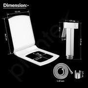 Plantex Hygienic Toilet Combo/ Polypropylene Toilet Seat Cover for Bathroom/ Pure Brass Health Faucet set with 1.20 meter Hose Pipe for Toilet with Wall Hook - Combo (Chrome)