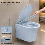 Plantex Platinum Rimless Wall Hung Western Commode/Washdown Bathroom Commode / P Trap Western Toilet with Soft Close Toilet Seat Cover (Ocean)