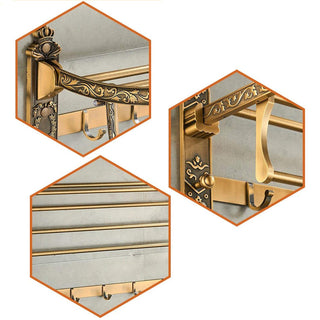 Plantex Antique Aluminum Folding Towel Rack for Bathroom/Folding Towel Stand/Hanger/Bathroom Accessories (24 Inch)