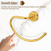 Plantex 304 Grade Stainless Steel Round Napkin Holder for washbasin/Towel Hanger/Towel Ring for Bathroom/Bathroom Accessories, Daizy(Golden)