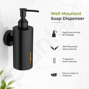 Plantex Liquid Soap Dispenser for Bathroom/Stainless Steel Shampoo Dispenser/Round Hand wash Dispense/Bathroom Accessories - Pack of 1 (Black)