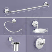 Plantex 304 Grade Stainless Steel Bathroom Accessories Set of 5 - Towel Rod/Hand Napkin Hanger for Wash Basin/Soap Case/Toothbrush Holder/Robe Hook - Daizy (Chrome)