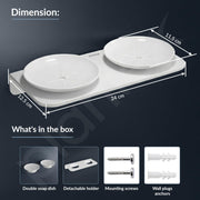 Plantex Dual Soap Holder for Bathroom/Acrylic Double Round Soap Dish/Stand/Bar/Soap Case/Bathroom Accessories - Pack of 1 (VIW-122, White)