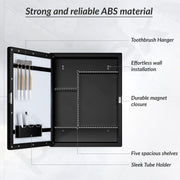 Plantex Bathroom Cabinet with Mirror/ABS Bathroom Storage Organiser/Multipurpose Bathroom Shelf/Wall Mount Mirror Cabinet for Wash Basin (14x18 Inch, Black)