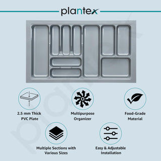Plantex Cutlery Tray for Kitchen Drawer/Cutlery Cosmetic Stationary Organizer/Cabinet Cutlery Tray Organizer for Modular Kitchen - (Grey-32.5 X 18.5 INCH)