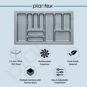 Plantex Cutlery Tray for Kitchen Drawer/Cutlery Cosmetic Stationary Organizer/Cabinet Cutlery Tray Organizer for Modular Kitchen - (Grey-32.5 X 18.5 INCH)