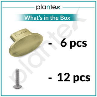 Plantex Knobs for Drawer/Small Drawer Knobs/Knobs for Cabinets/Pull-Push Knobs for Kitchen/Bedroom Drawer - Pack of 6 (Oval, Brass Antique)