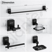 Plantex 304 Grade Stainless Steel Bathroom Accessories Set of 5 - Towel Rod/Hand Napkin Hanger for Wash Basin/Soap Case/Toothbrush Holder/Robe Hook - Darcy (Black)