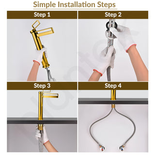 Plantex Wash Basin Mixer Tap/Pure Brass Hot and Cold Tap for Basin/Pillar Spout for Wash Basin/Deck Mount - (Gold, 7881)