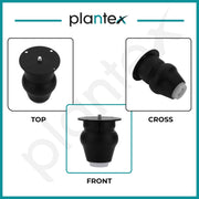 Plantex 3 Inch Sofa Legs for Bed Furniture/Sofa Legs for Table/Sofa Support Legs with Rubber Grip (Black, 6 Pcs)