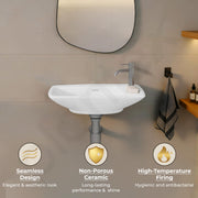 Plantex Ceramic Wall Hung Basin/Washbasin for Bathroom/Wall Mounted Wash Basin with 10 Years Glaze Warranty by Plantex/Small Basin (White - 17X9X5 Inch)