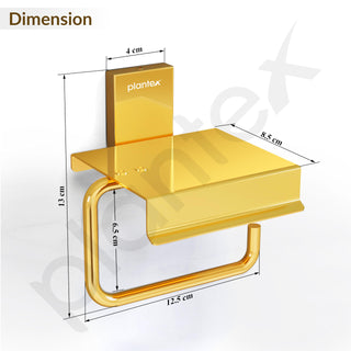 Plantex 304 Grade Stainless Steel Tissue Paper Roll Holder/Toilet Tissue Holder with Mobile Stand/Bathroom Accessories (Crystal, PVD Gold)
