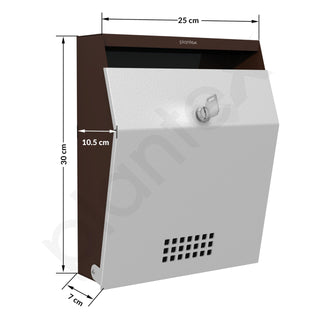 Plantex Letter Box with Key Lock/Suggestion Box for Office - Metal, Wall Mounted, Coffee & White