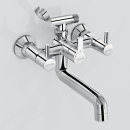Plantex Telephonic Brass Wall Mixer for Bathroom/Tap Mixer/Wall Mixer for Bathroom 2 in 1 with 7-Year Manufacturer's Warranty-(ICO-917-Chrome)