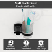 Plantex Space Aluminum Glass Tumbler Holder/Tooth Brush Holder/Bathroom Accessories (Black)