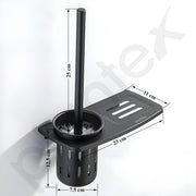 Plantex Aluminum 2in1 Toilet Brush Holder with Bathroom Shelf/Toilet Brush Holder/Bathroom Accessories - Black (Wall Mount)