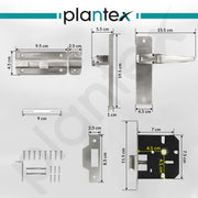 Plantex Heavy Duty Door Lock ÃƒÂ¢Ã¢â€šÂ¬Ã¢â‚¬Å“ Bathroom Door Lock/Mortise 8inch Keyless Plate Handle Set for Home/Bathroom/Store Room/Balcony/Office with Baby Latch (8064, Steel Satin and Chrome)