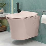 Plantex Platinum Ceramic Rimless Wall Hanging Commode/Washdown Western Commode with Soft Close Toilet Seat - P Trap Outlet ( Peach )