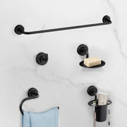 Plantex 304 Grade Stainless Steel Bathroom Accessories Set of 5 - Towel Rod/Hand Napkin Hanger for Wash Basin/Soap Case/Toothbrush Holder/Robe Hook - Daizy (Black)