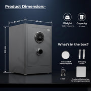 Plantex Safe Locker for Home/32 litre Anti-Burglary Safety Locker Box with Biometric Fingerprint/Touchscreen & Emergency Key/Tijori with External Power Backup/2 Years Warranty By Plantex (Grey)