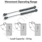 Plantex 10 Inch Hydraulic Gas Spring Stay Strut Pneumatic Lift Support/Cabinet Hinges Support/Capacity 10 KGS (100 N) - Pair of 1 (2 Pcs) (Silver)