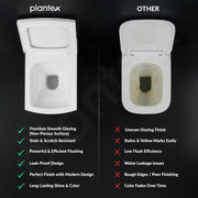 Plantex Commode for Toilet/Ceramic Western Toilet/Square Wall Hung Commode with Soft Closing Toilet Seat - P Trap Outlet - (White)