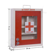 Plantex First Aid Kit Box with Multi Compartment/Emergency Medical Box for Home - School - Office/Medicine Box with Lock & Keys - (Red & Ivory)