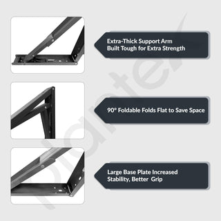 Plantex Heavy Duty 12 Inch Foldable Table Bracket/GI Steel Multipurpose Shelf Bracket/Space Saving Wall Bracket/Folding Bracket for Home & Office - Pair of 1 (Grey)