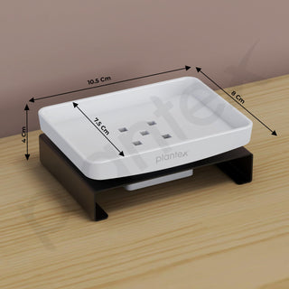 Plantex Stainless Steel and ABS Single Soap Dish for Bathroom/Soap Stand/Soap Holder/Bathroom Accessories - (Black)