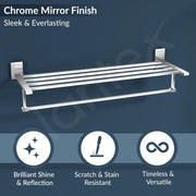 Plantex 304 Grade Stainless Steel 24 inches Long Towel Rack for Bathroom/Towel Rod/Towel Hanger Wall Mounted/Bathroom Accessories - Senso (Chrome)