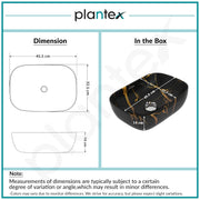 Plantex Ceramic Tabletop Washbasin for Bathroom/Table top Marble Basin/Countertop Wash Basin for Living Room/Bathroom Sink (Golden Veins - 18 x 13 x 5.5 Inch)