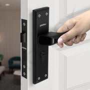 Plantex Heavy-Duty Door Lock Set - Main Door Lock Plate Handle Set/6-Lever Mechanism Mortise Locks with 3 Keys/Brass Locks Body & Cylinder (PTP-012- Black)