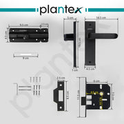 Plantex Heavy Duty Door Lock ÃƒÂ¢Ã¢â€šÂ¬Ã¢â‚¬Å“ Bathroom Door Lock/Mortise 8inch Keyless Plate Handle Set for Home/Bathroom/Store Room/Balcony/Office with Baby Latch (8110, Z-Black)