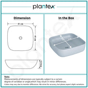 Plantex Premium Tabletop Ceramic Square Wash Basin/Countertop Bathroom Sink (Ocean, 16 x 16 x 5 Inch)